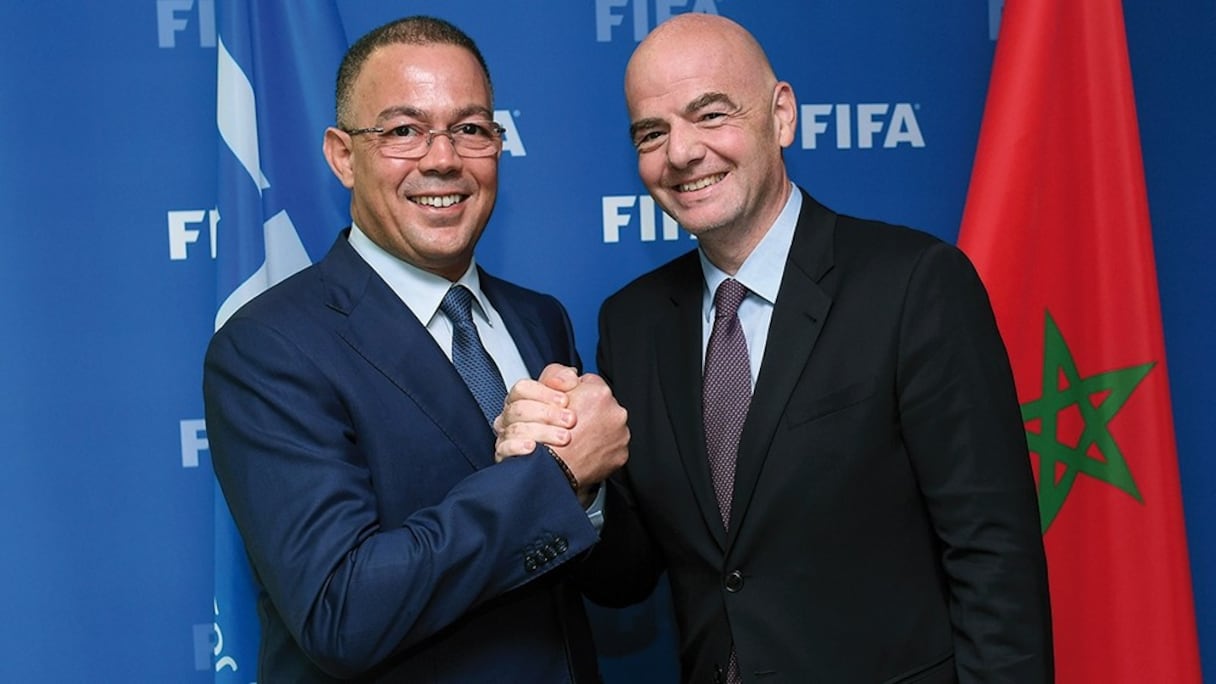 Gianni Infantino, président de la FIFA et Fouzi Lekjaa, président de la FRMF.